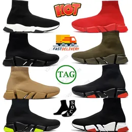 Tasarımcı Speed ​​Trainer Socks Ayakkabı Paris Dantel Yukarı Üçlü Siyah Beyaz Gri Pembe Platform Runner Spor Spor ayakkabıları Açık Boyut Eur36-45