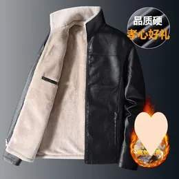 High End Mens Clothing for Middle Designer Aged and Elderly People 50 Years Old Dad 60 Warm Leather Jacket Winter Coat Plush Thickened 9SB0