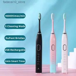 Toothbrush Adult teeth whitening and deep cleaning with replacement brush head ultrasonic electric toothbrush charging waterproof IPX7 Q240202
