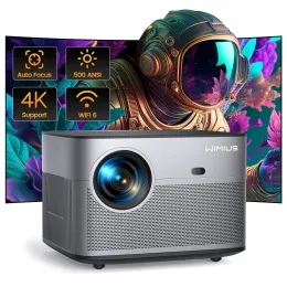 Wimius P64 Projector Native 1080p Full HD 4K 지원 500 ANSI 15000L WiFi 6 Bluetooth Auto Focus/Keystone Outdoor Home Cinema