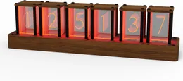 CLOCTECK NIXIE Tube Clock Walnut Cyfrowy Zegar, Kalibracja czasu Wi -Fi, alarm i wyświetlacz 12/24H, nie wymaga montażu - prezent retro dla znajomych (drewno orzechowe)