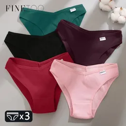 Calcinha feminina finetoo 3pcs/conjunto algodão de baixa roupa íntima feminina waffle Briefs Sexy V Caints Underpants confortável calcinha