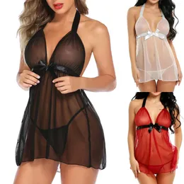 Indumenti da notte da donna 2024 Donne Sexy Erotic Sling Lingerie Da notte Robe Babydoll Attraente Trasparente Affascinante Abito da notte