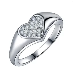Anéis de cluster na moda 925 anel de prata esterlina para homens jóias doce zircônia coração mulheres rosa ouro dedo acessórios muitos tamanho