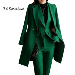 Women Formal Business Suits High Quality Fabric Autumn Winter Professional Office Work Wear Pantsuits Blazers Trousers Set 240127