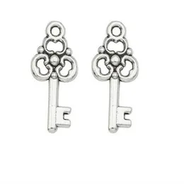 200Pcs lot alloy Key Charms Antique silver Charms Pendant For necklace Jewelry Making findings 22x10mm197a