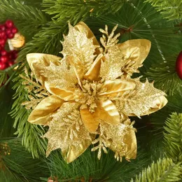 Dekorative Blumen, 10/5 Stück, 14 cm, Glitzer, künstliche Weihnachten, Weihnachtsbaumschmuck, fröhliche Dekorationen für Zuhause, Jahr, Geschenk, Navidad