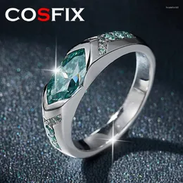 Anéis de cluster Cosfix D Cor Oval Cut Moissanite Mulheres / Homens Anel 1ct para Casal Luxo Masquise Mulheres / MenMoissanite