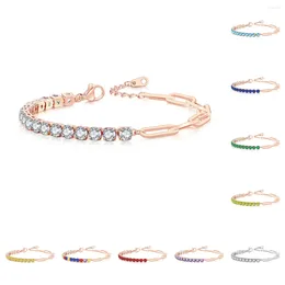 Braccialetti a maglie stile graffetta color oro rosa splicing tennis per donna catena a mano portafortuna gioielli femminili