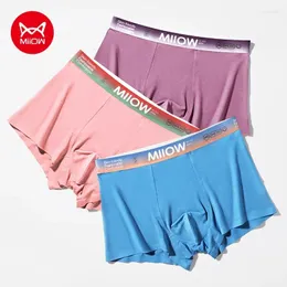 アンダーパンツMiiow Man Underwear Modal Men's Boxershorts抗菌綿股間パンティーグラディエントレターベルト男性セクシーなボクサーブリーフ