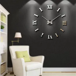 ديكور المنزل الجديد Big 27 47inch Mirror Wall Clock تصميم حديث 3D DIY كبير الزخرفة على مدار الساعة WATCH WATTER GIDE FEHISE LJ20122313