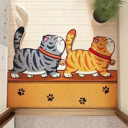 Carpets 60x90cm Cute Entrance Door Mat Orange Cat Floor Cartoon Cutable Large Wipe Soil Silk Circle