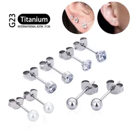 Stud Earrings 1Pair Titanium G23 16G Earring Helix Tragus Cartilage 3MM 4MM 5MM Zircon Internally Threaded Piercing Jewelry For Women