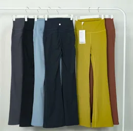 LL Pantaloni svasati da yoga scanalati pantaloni estivi da donna a vita alta gamba larga vestibilità sottile pantaloni a zampa d'elefante mostra gambe lunghe svasate moda fitness 88