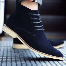 Boots New Mens High-top Chelsea Boots Spring Autumn Comfortable Formal Shoes Male Blue Casual Soft Oxford Shoes for Men hommes bottes