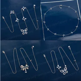 Graffss Designer-Schmuck, Luxus-Ohrring-Anhänger-Halsketten für Frauen, dreidimensionale ausgehöhlte Einzel- und Doppel-Schmetterlinge, Kette aus Sterlingsilber, Geschenk für Paare