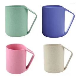 Mugs E56C 1 PC Wheat Straw Plastic Coffee Cups Mug With Handles Dishwasher Microwave Safty