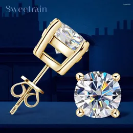 Ohrstecker, echter 0,5–2 Karat Moissanit-Diamant, 925er Silber, Original-zertifiziert, plattiert, 18 Karat Gold, Ohrring für Damen und Herren, Luxus-Schmuck