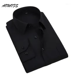 Aowofs camisa social preta masculina, camisas de manga comprida para trabalho de escritório, roupas masculinas de tamanho grande 8xl 5xl 7xl 6xl casamento personalizado 118161004