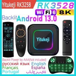 Yitukeji RK3528 Rockchip Quad Core Android 13.0 8K Wifi6 Dual Wifi 2.4G 5G BT5.0 LAN 100M Caixa de TV inteligente 2GB 4GB 16GB 32GB 64GB