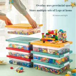 쌓을 수있는 보관함 상자 빌딩 블록 레고 투명한 분할 플라스틱 어린이 장난감 컨테이너 케이스 대용량 보석 주최자 240125