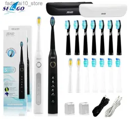 Tandborste Seago Sonic Electric Tandborste SG-507 Electronic Teeth Brush 2 PCS Tooth Brush 10sts Byte Borstehuvuden med 2 lådor Q240202