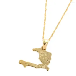 Pendant Necklaces Gold Color The Republic Of Haiti Map Necklace PORT-AU-PRINCE Jewelry