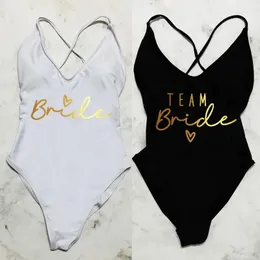 Sexy Padded Swimsuit Women Team Bride Swimwear Bikini Summer Bathing Suit Plus Size Beachwear Bachelorette Party Lady 240125