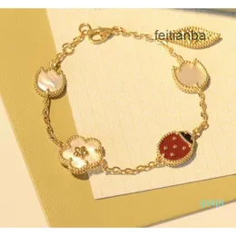 Van Bracelet Cleef Cleef Dört Yaprak Yonca Bilezikler Jewelrys Designer Serisi Lady Bug Moda Charm Bangle Zinciri Yüksek Kalite S925 STERLING Gümüş 18K Gül Gol