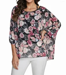 Camicette da donna Camicetta in chiffon a maniche lunghe con stampa di moda allentata autunno europeo americano Top classici Camicie casual da donna