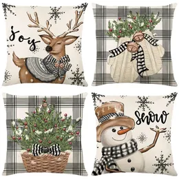 Pillow 40 45 50 60cm Christmas Pillowcase Year Sofa Home Decor Xmas Tree Santa Claus Elk Snowman Cover Linen Covers