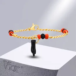 Link Armbänder Vnox Gold Farbe Kette für Jungen Mädchen Rote Perlen Hand Charm Armband Baby Amulett Geschenke Schmuck
