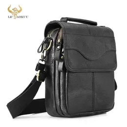 Kvalitetsläder manlig casual design axel messenger väska cowhide mode crossbody väska 8 tablett tote mochila satchel 144b 240124