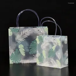 Borse portaoggetti Borsa stampata in PVC Borsa quadrata in plastica semi trasparente per abbigliamento cosmetico Borsa portatile Confezione regalo durevole per bouquet natalizio