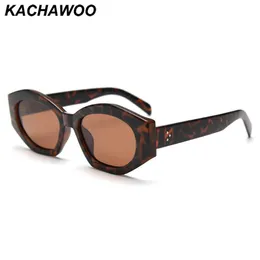 Solglasögon Kachawoo Cheetah Cat Eye Solglasögon Polariserade tjocka ram Fashion Solglasögon Polygonal kvinnors trend utomhus J240202