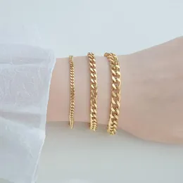 Link pulseiras de aço inoxidável alta qualidade para homens mulheres punk curb corrente cubana 3/5/7mm largura pulseira jóias presente