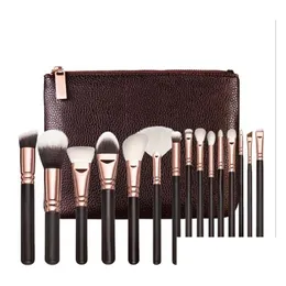 Makeup Brushes Brand High Quality Makeup Brush 15Pcs/Set With Pu Bag Professional For Powder Foundation B Eyeshadow Drop Delivery Heal Dhwpr