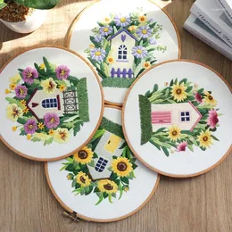 Arts And Crafts Garden Little Elfs' House Embroidery Kit DIY Needlework Fairy Land Pattern Needlecraft For Beginner Cross Stitch(Without