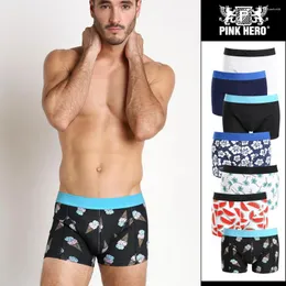 Underpants 2024 Brand PINK HERO Boxers Sexy Underwear Comfortable Men And Women Print Boxer Shorts Gay Couple