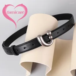 Bälten 2024 Trendy Cowhide Real äkta läder Cowskin Belt Dammidja för flickor Kvinnor Metall Buckle Fashion Decoration