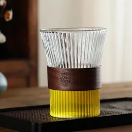 Bicchieri da vino Tazza da caffè in vetro stile giapponese da 150/300 ml Tazza in noce Manicotto da caffè Bellissime tazze da tè Birra