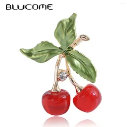 Spille Blucome smalto lega strass spilla frutta ciliegia moda semplice donna versatile accessori pin