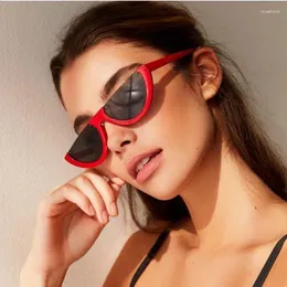 Solglasögon 2024 Half Moon Slim Sunnies Women Brand Designer Retro Vintage Pink Lens Cat Eye Frame Sun Glasses Girls Shades