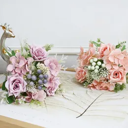 Fiori decorativi Bacche artificiali Simulazione Rosa Vero tocco Frutta Floreale Matrimonio Decorazione domestica Piante finte Arredamento da giardino