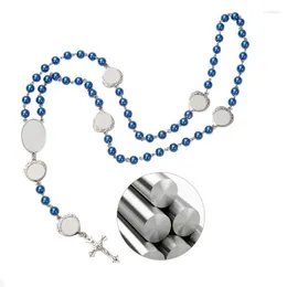 Catene sublimazione rosario bianco perline collana ornamento pendenti in lega T8DE281k