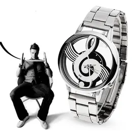 Armbanduhren 2022 Mode und Casual Musik Note Notation Edelstahl Uhr Handgelenk für Männer Frauen Silber Uhren224g