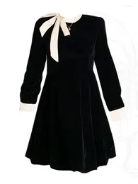 Lässige Kleider Französische Eleganz Luxus Schleife Abendkleid Schwarz Mode Vintage Bürodame Abendkleid Kpop Frocks 2000er Jahre Ästhetik Y2k