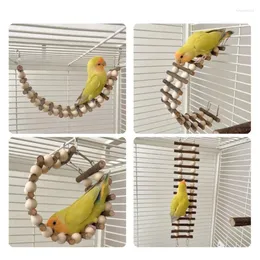 Andra fågelförsörjningar papegojor Cage Ladder Toy Training Porch Portable Parrot med metallkrokar för små medium G5AB