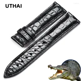 Watch Bands UTHAI M40 Leather Wristband 18mm 20mm 22mm Accessories High Quality Crocodile Strap
