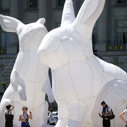 Atacado iluminação led 4/6m 13.2/20 pés branco gigante inflável coelho da páscoa para decoração do festival de meados do outono